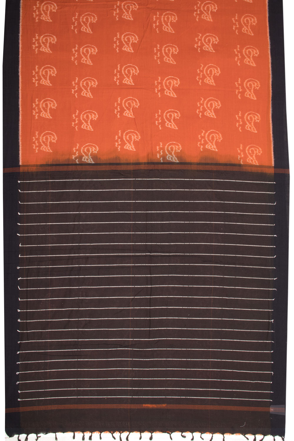 Orange Maniabandha Odisha Ikat Cotton Saree 