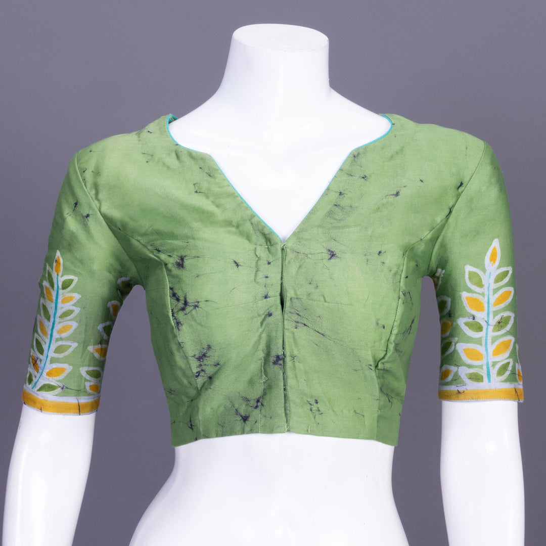 Pear Green Batik Hand painted Cotton Blouse