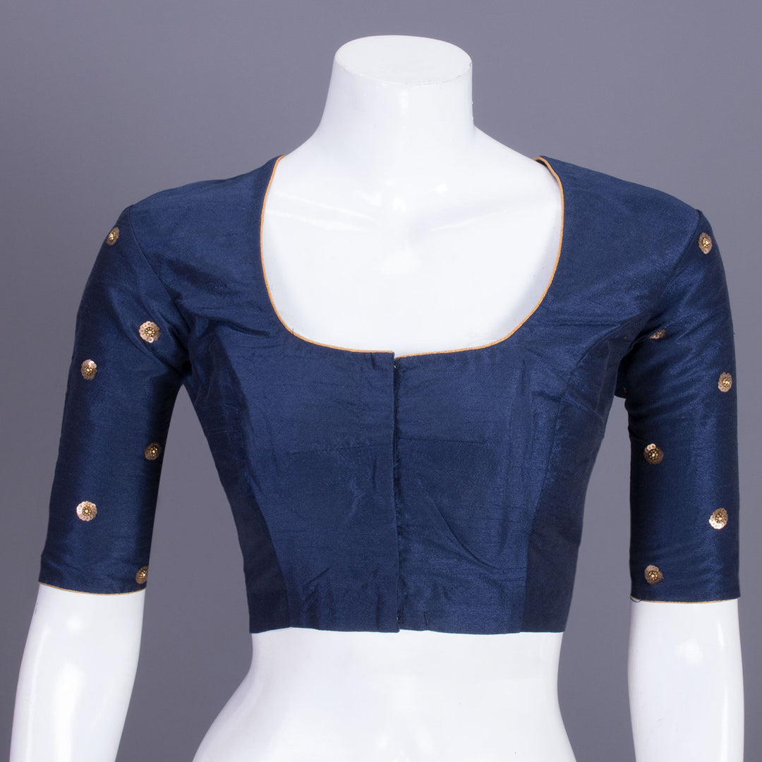 Navy Blue Aari Embroidered Tussar Silk Blouse