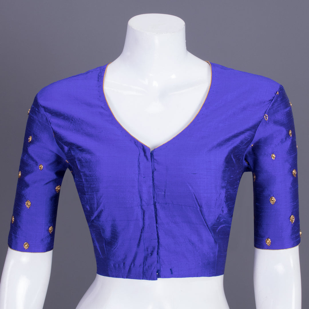 Azure Blue Aari Embroidered Tussar Silk Blouse