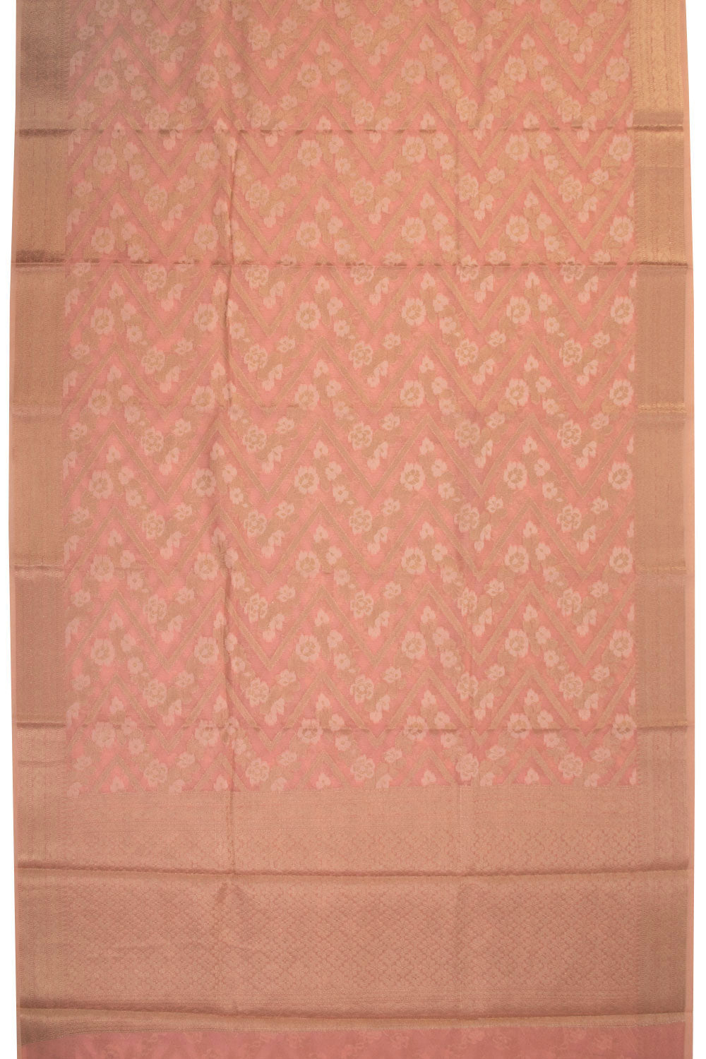 Light Peach Handloom Banarasi Silk Cotton Saree 10070506