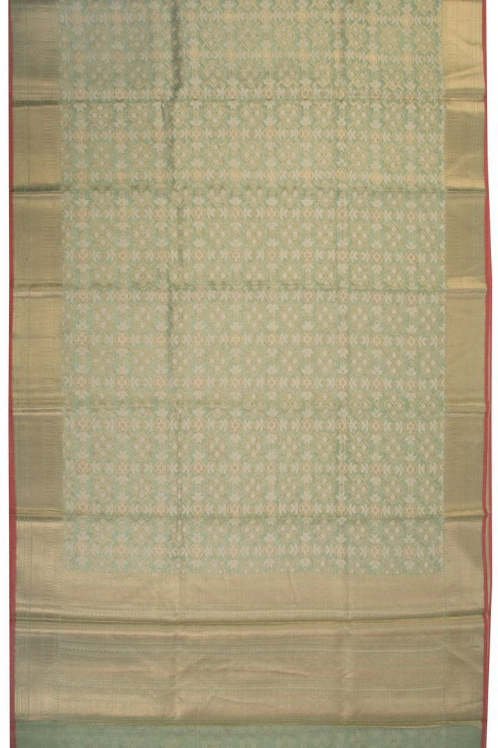 Sage Green Handloom Banarasi Silk Cotton Saree 10070511