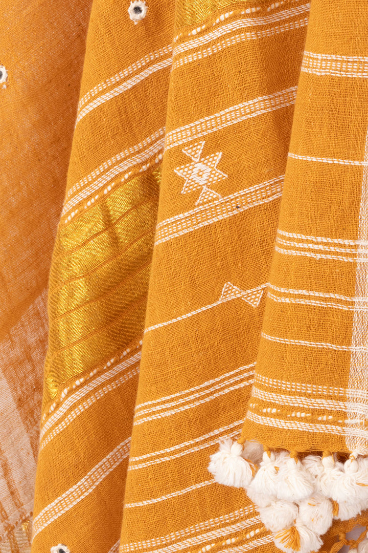 Mustard Yellow Bhujodi Kala Cotton Dupatta 10070542 - Avishya