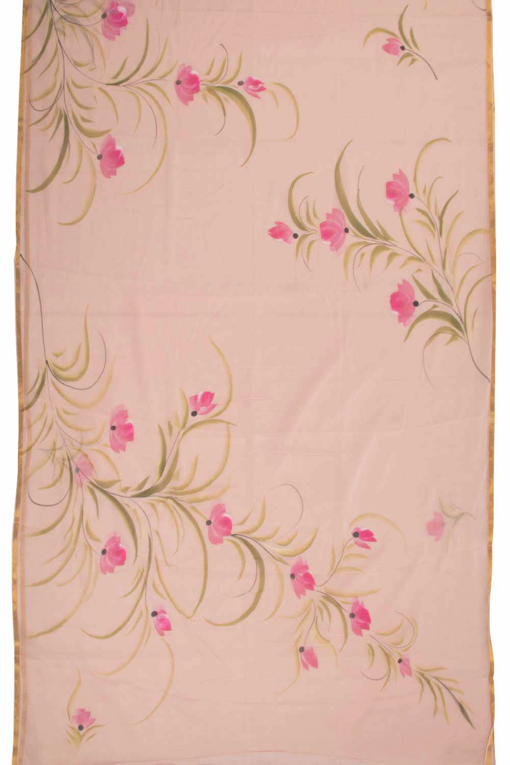 Pastel Pink Hand Painted Chiffon Saree 10070966