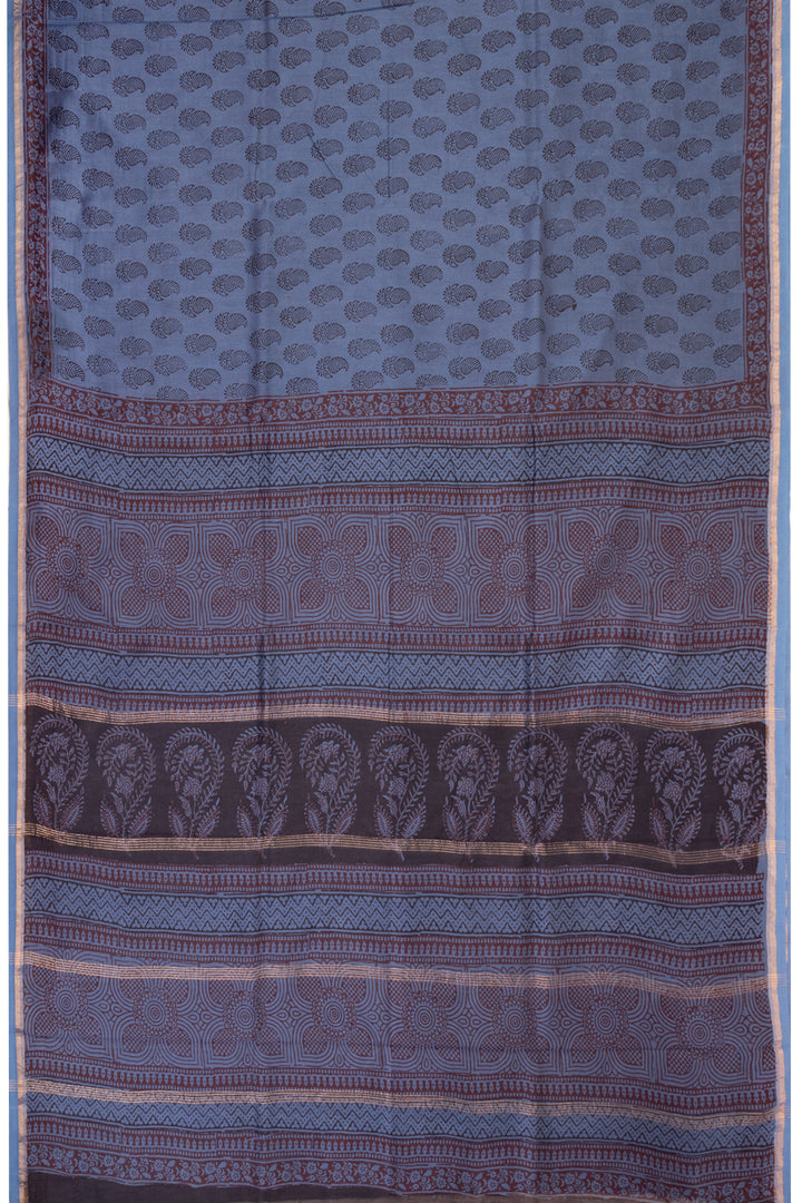 Steal Blue Bagh Printed Silk Cotton Saree 10071009 - Avishya