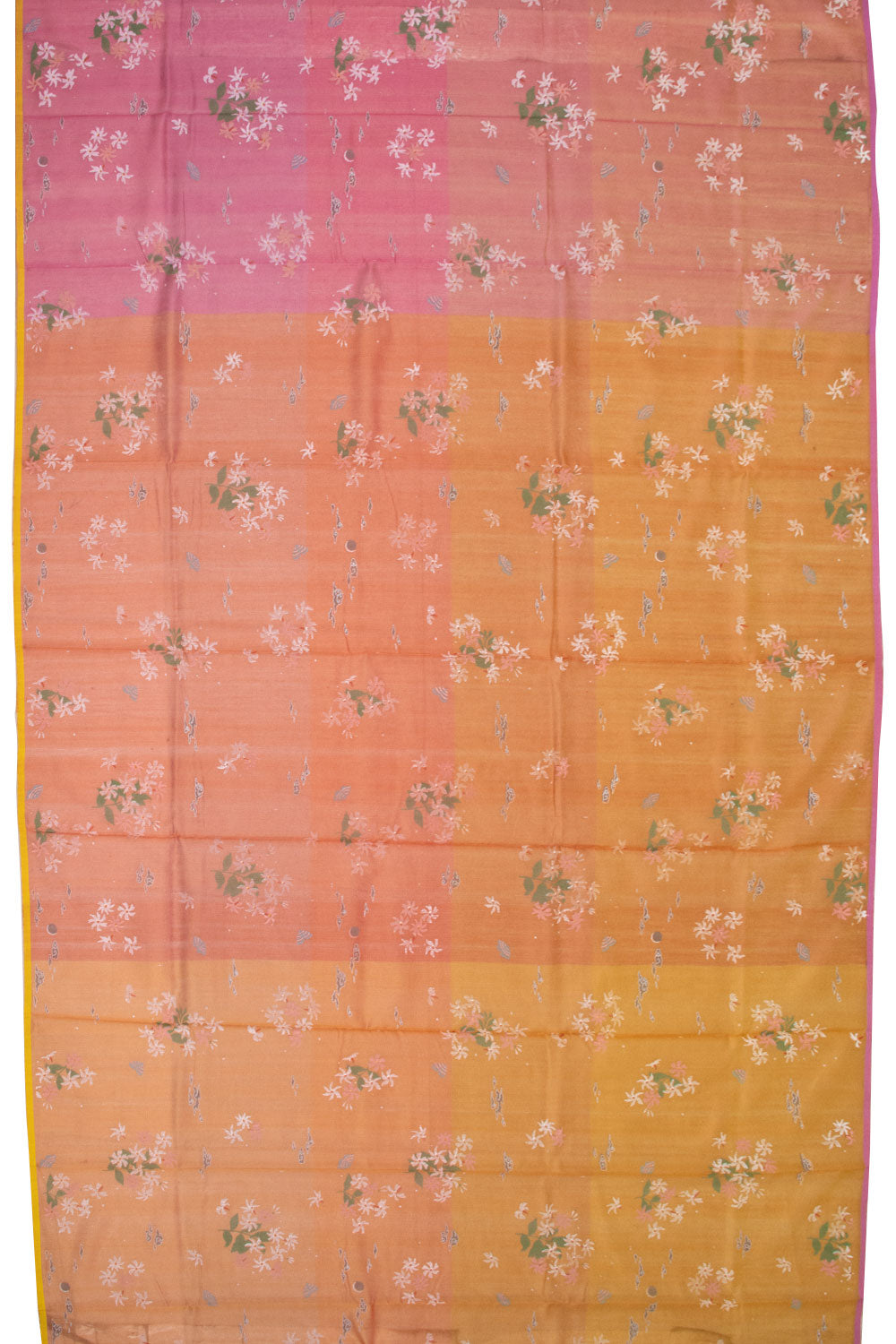  Yellow Handloom Printed Chanderi Silk Cotton Saree