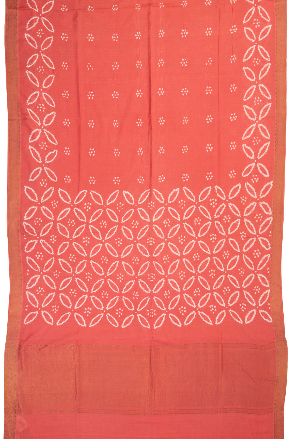 Peach Bandhani Mangalgiri Cotton Saree 