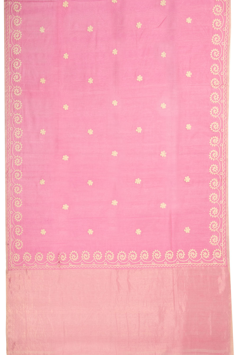 Pink Embroidered Chanderi Silk Cotton Saree with Tissue Pallu 