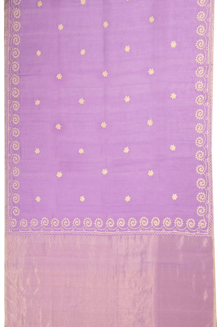 Purple Embroidered Chanderi Silk Cotton Saree with Tissue Pallu