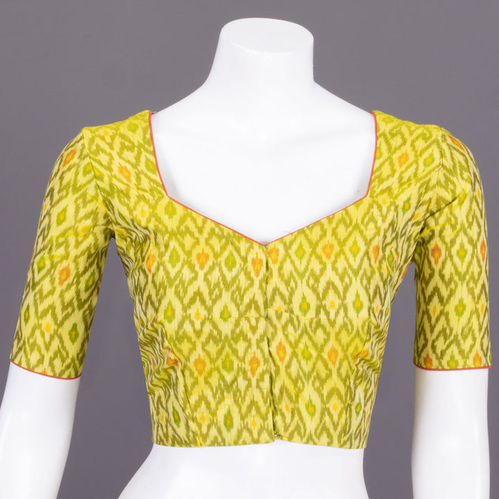 Green Ikat Silk Cotton Blouse 