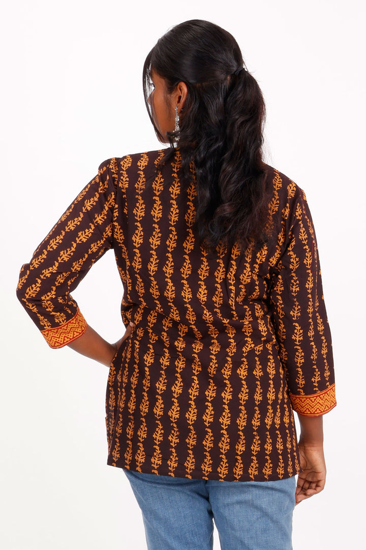 Brown Bagh Printed Cotton Kurti 