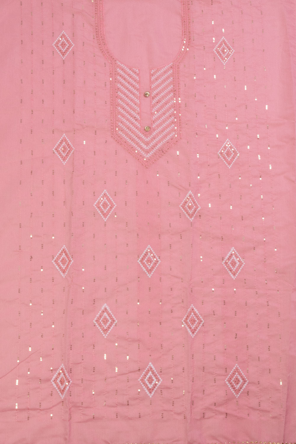 Pink Embroidered 3-Piece Silk Cotton Salwar Suit Material