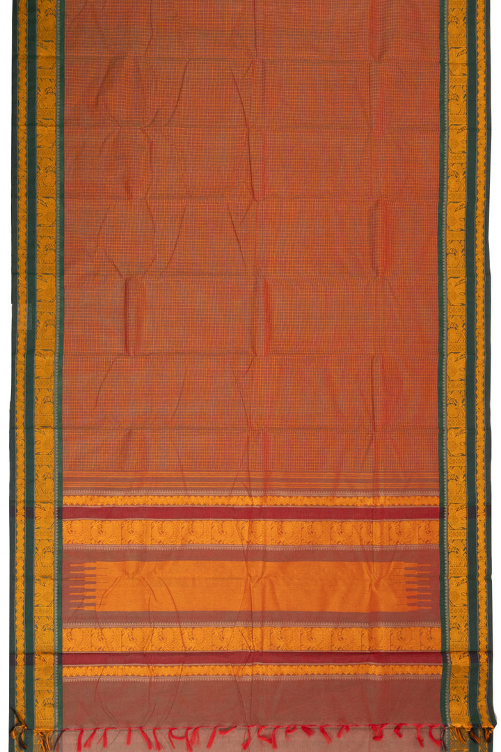 Orange Handloom Kanchi Cotton Saree 