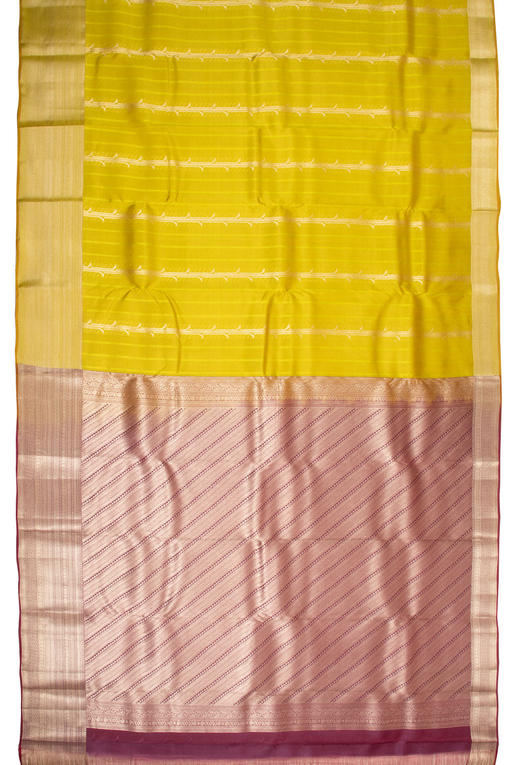 Yellow Kanjivaram Blended Silk Saree 