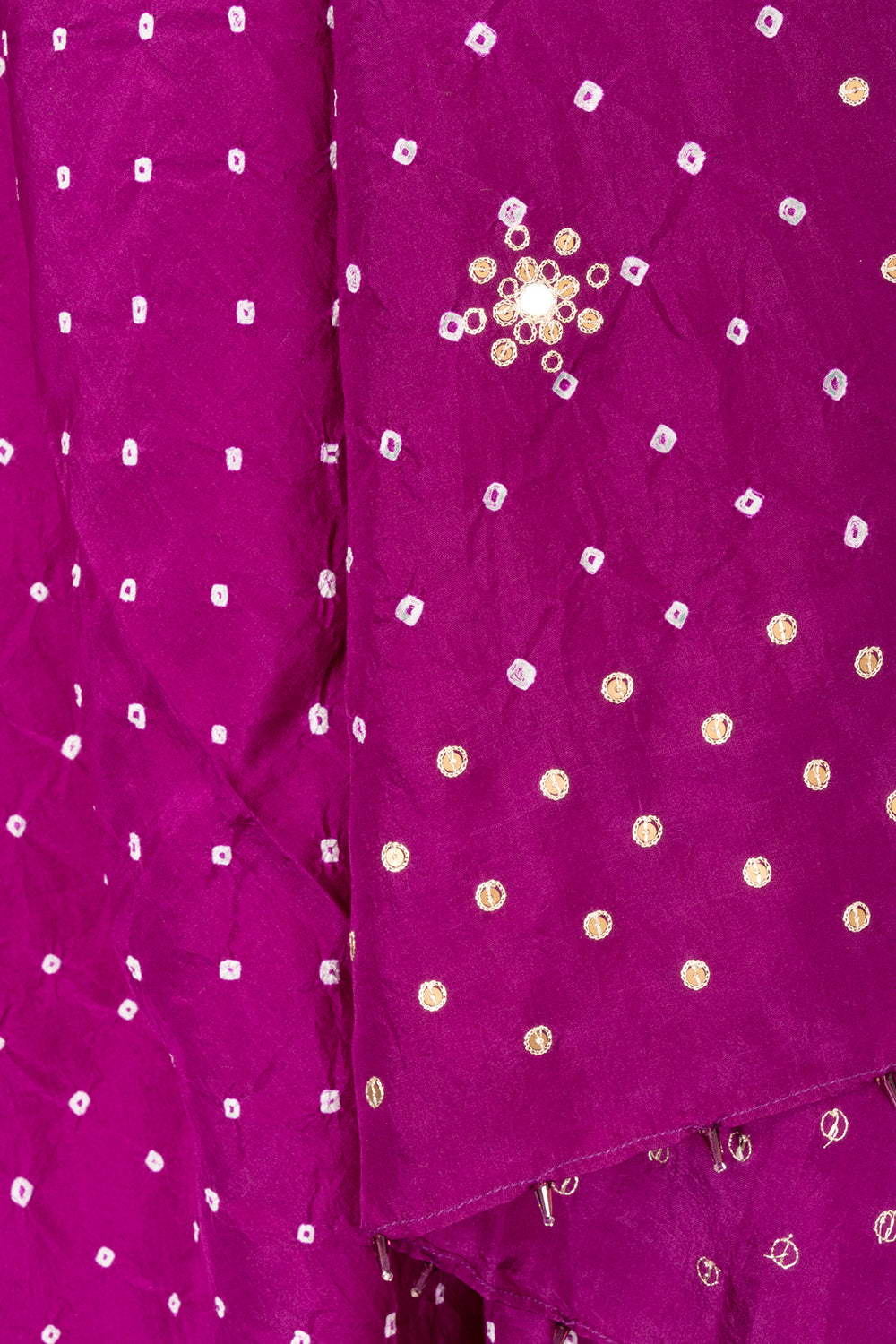 Violet Bandhani Mulberry Silk Dupatta with Sequin Work 10072132