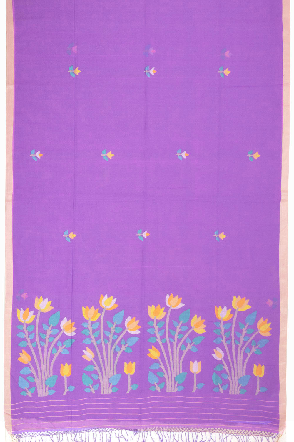 Purple Handspun And Handwoven Jamdani Cotton Saree 10072202