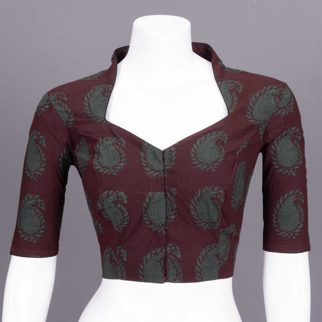 Maroon Bagh Printed Cotton Blouse 10072221