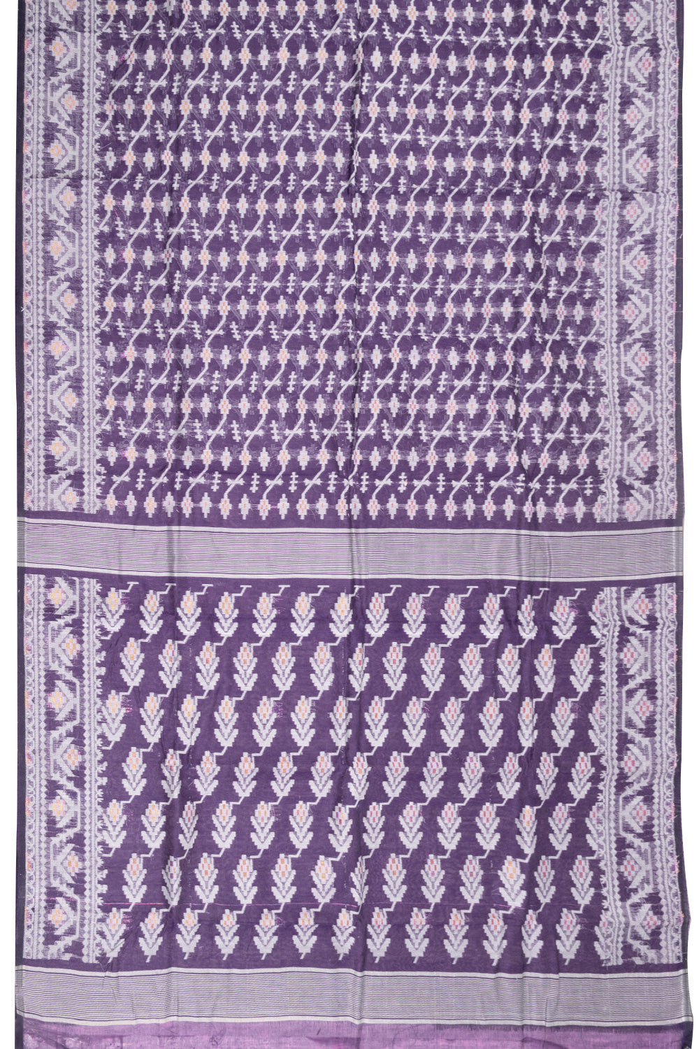 Violet Handloom Jamdani Style Cotton Saree 