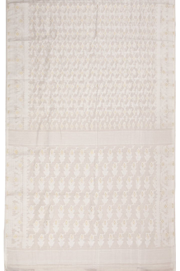 White Handloom Jamdani Style Cotton Saree