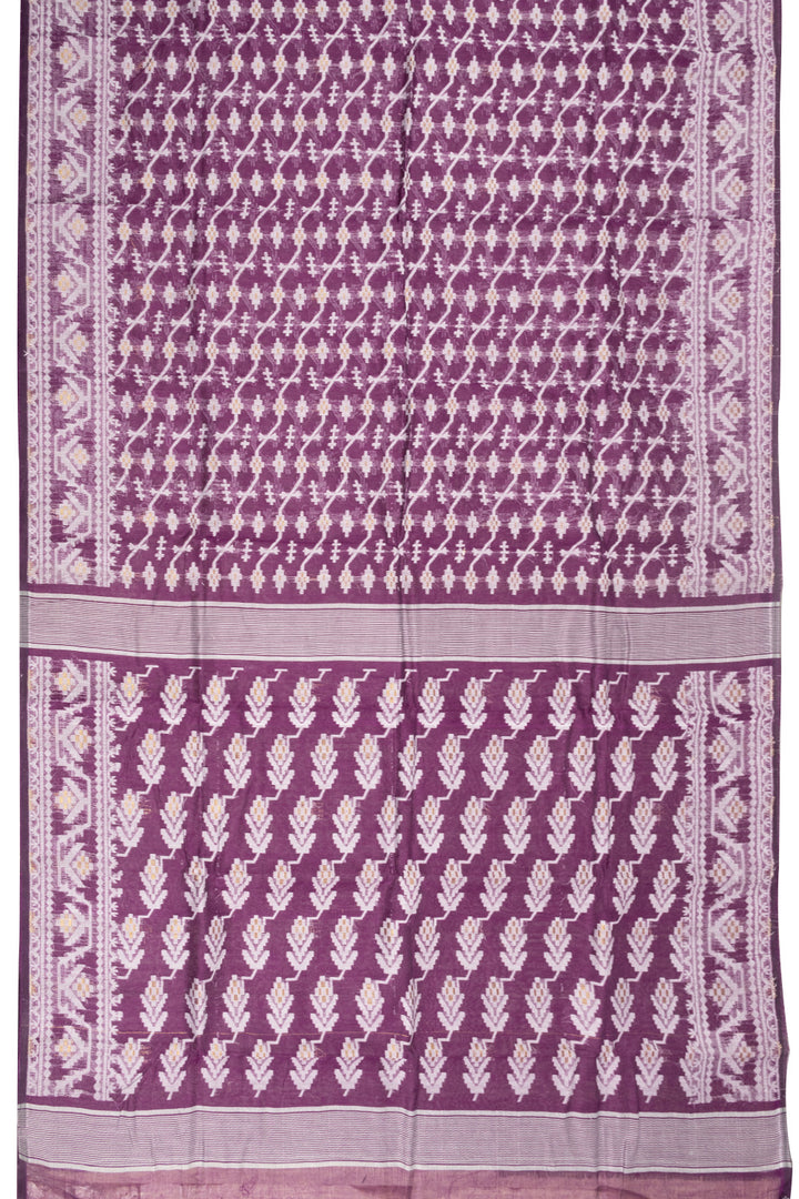 Violet Handloom Jamdani Style Cotton Saree