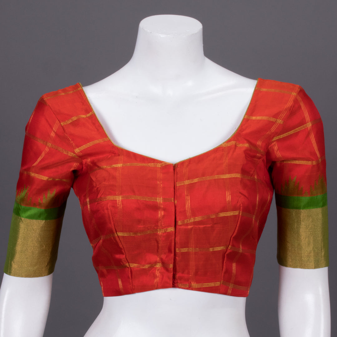 Red Gadwal Silk Blouse 10072442