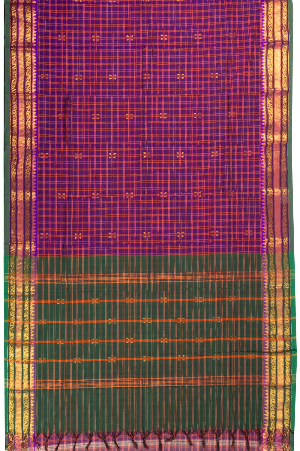 Purple Handloom Chettinad Cotton Saree Without Blouse 10072570