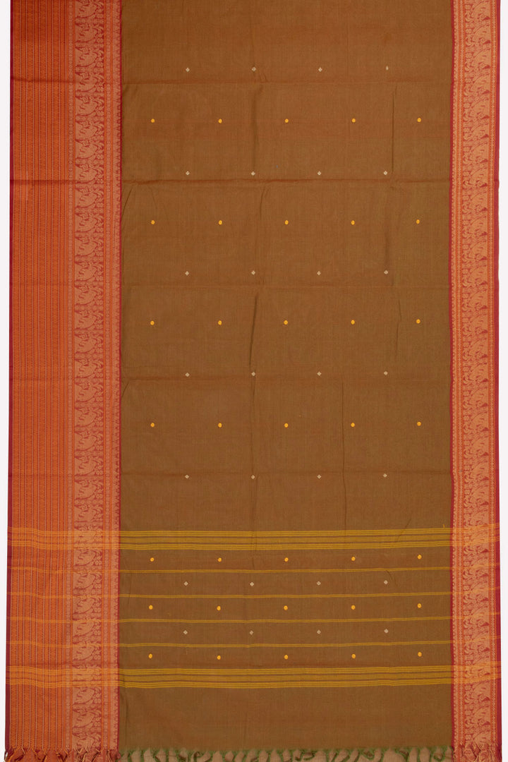 Brown Handloom Chettinad Cotton Saree 10072590