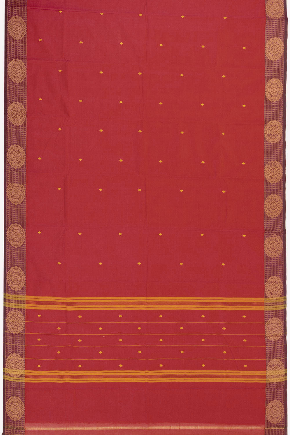 Red Handloom Chettinad Cotton Saree Without Blouse 10072591