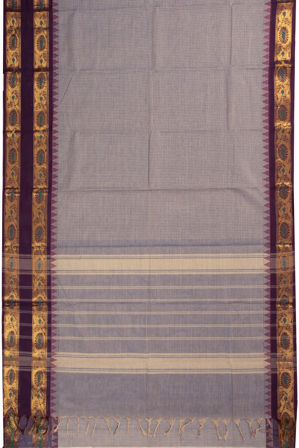 Grey Handloom Chettinad Cotton Saree 10072627