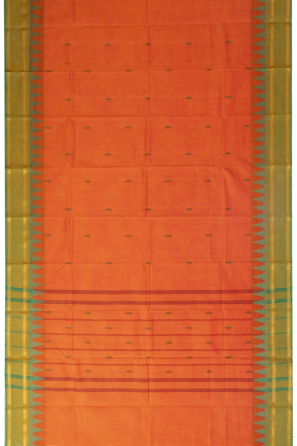 Orange Handloom Chettinad Cotton Saree 10072692