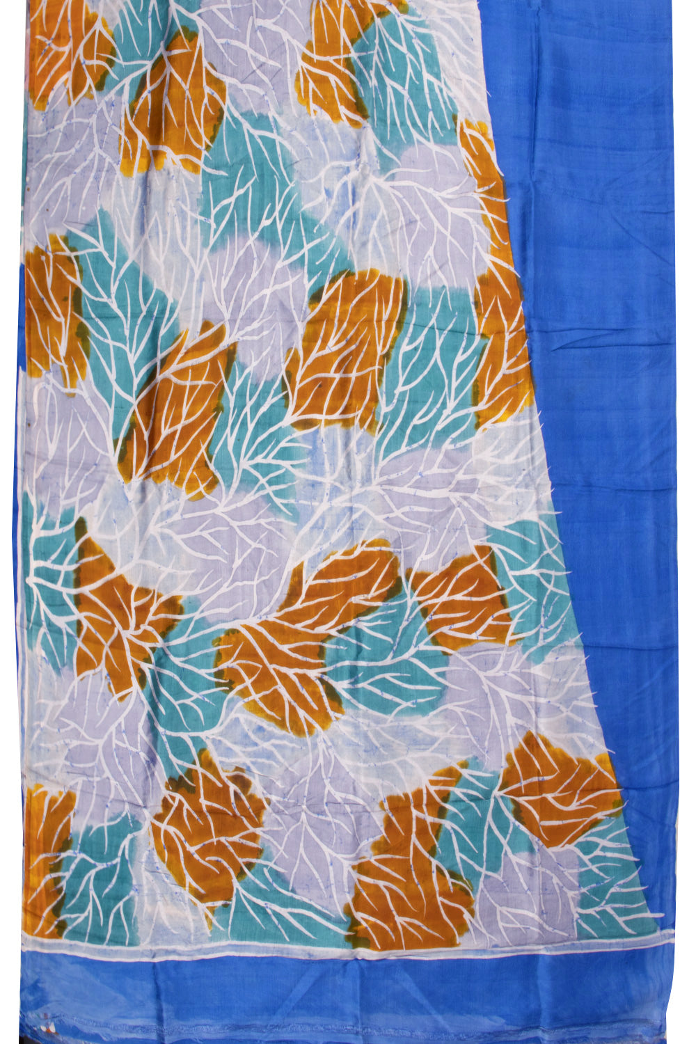 Blue Batik Printed Silk Saree 10072741