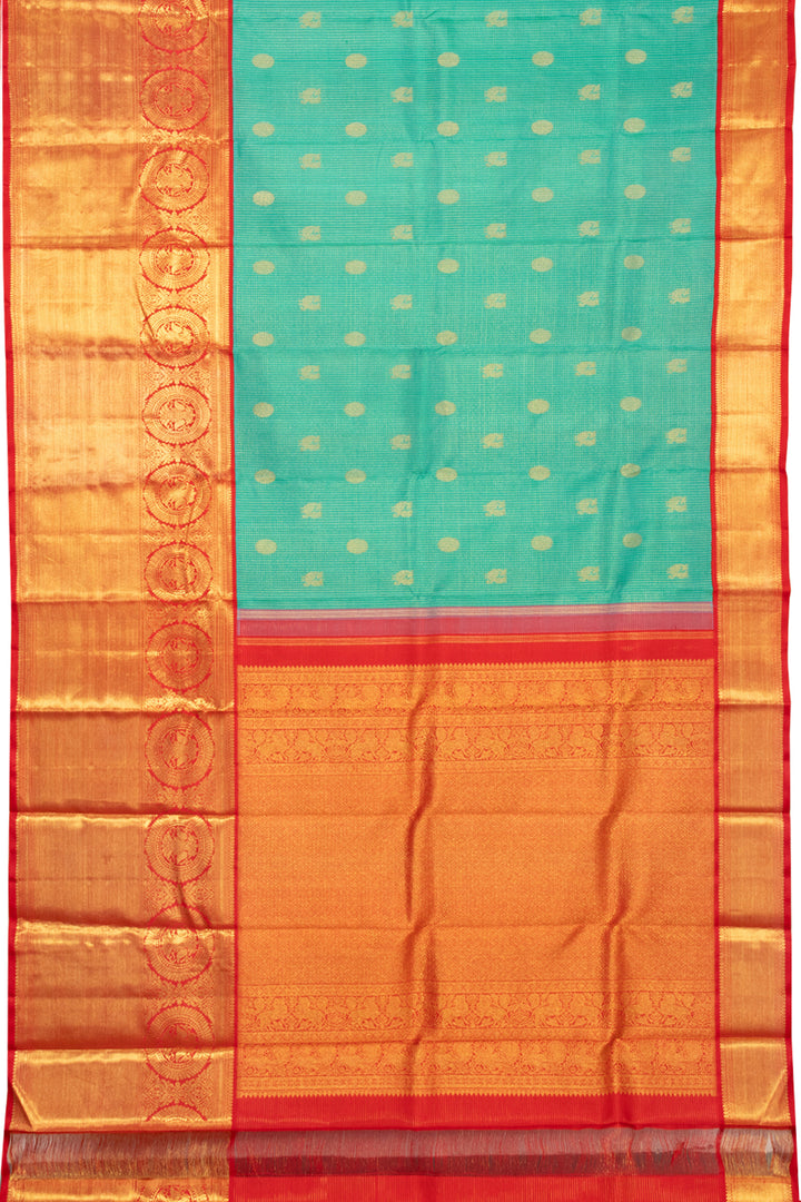 Teal Green Korvai Bridal Kanjivaram Silk Saree 10072745