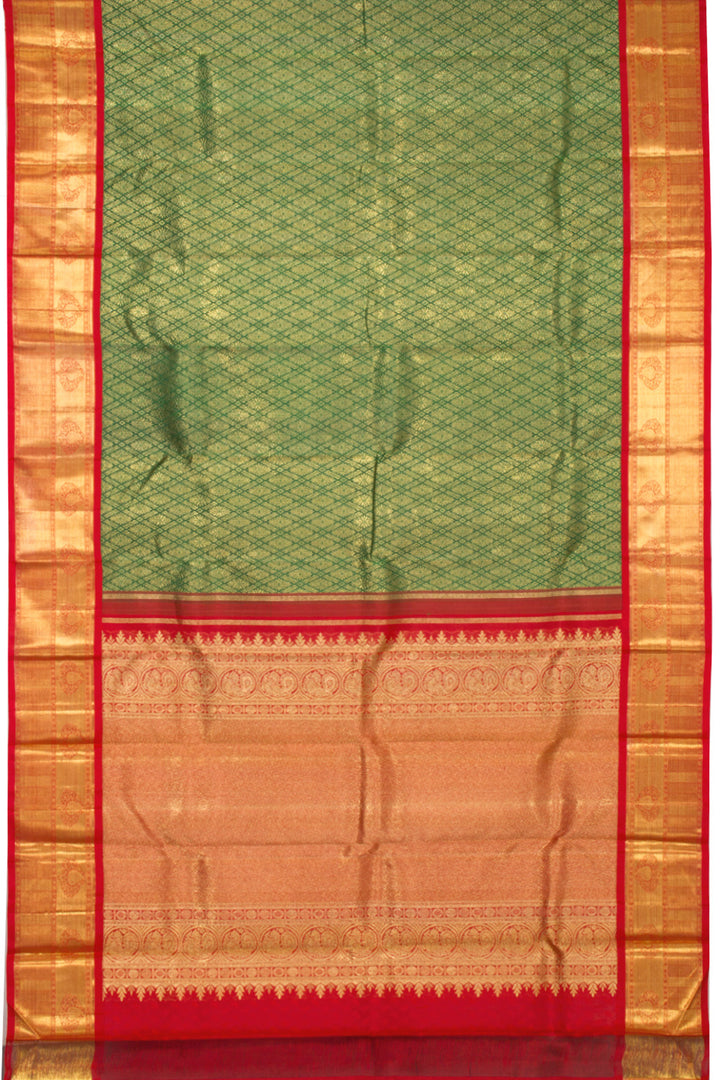 Green Pure Zari Korvai Bridal Kanjivaram Silk Saree 10072747