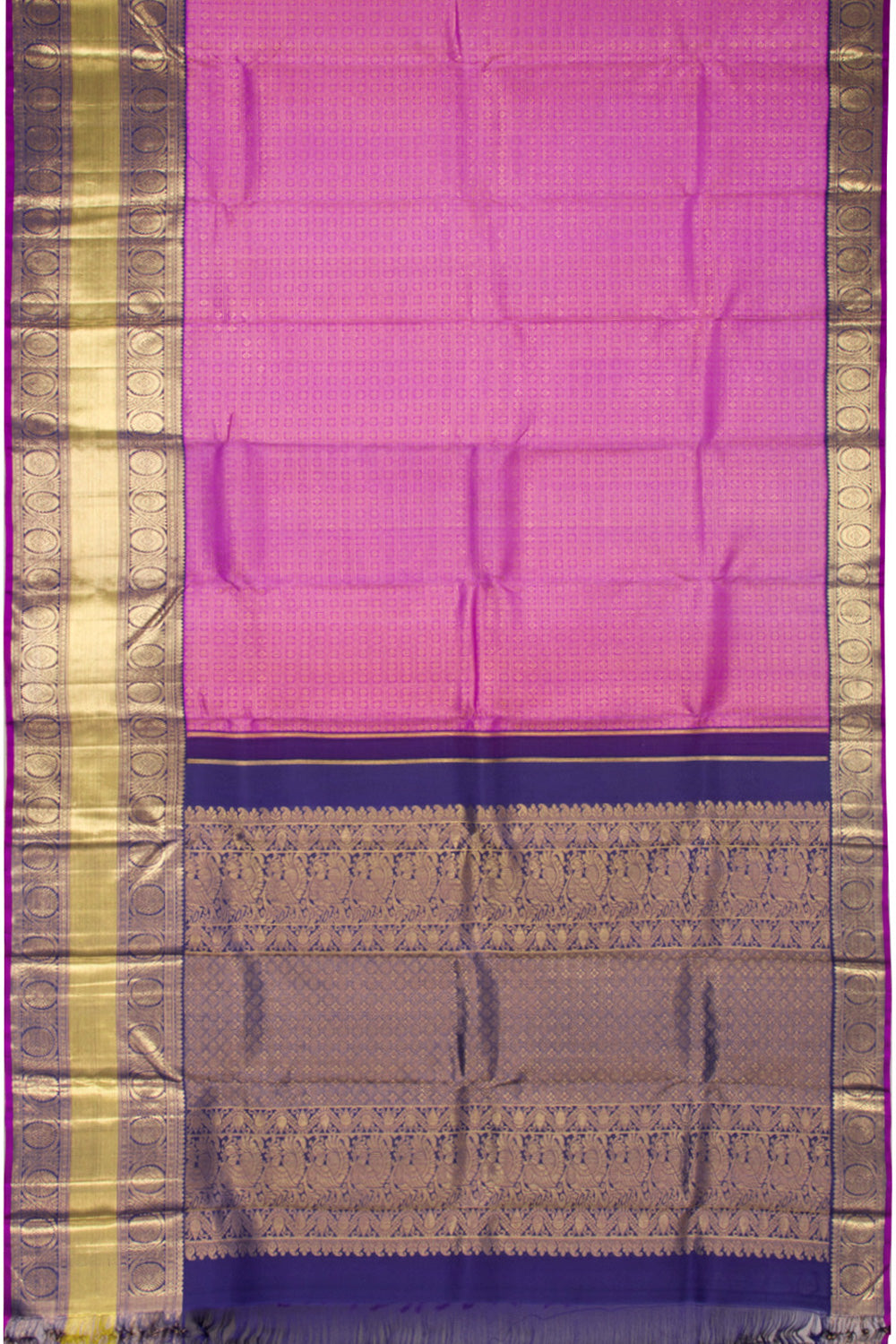 Pink Pure Zari Korvai Bridal Kanjivaram Silk Saree 10072751