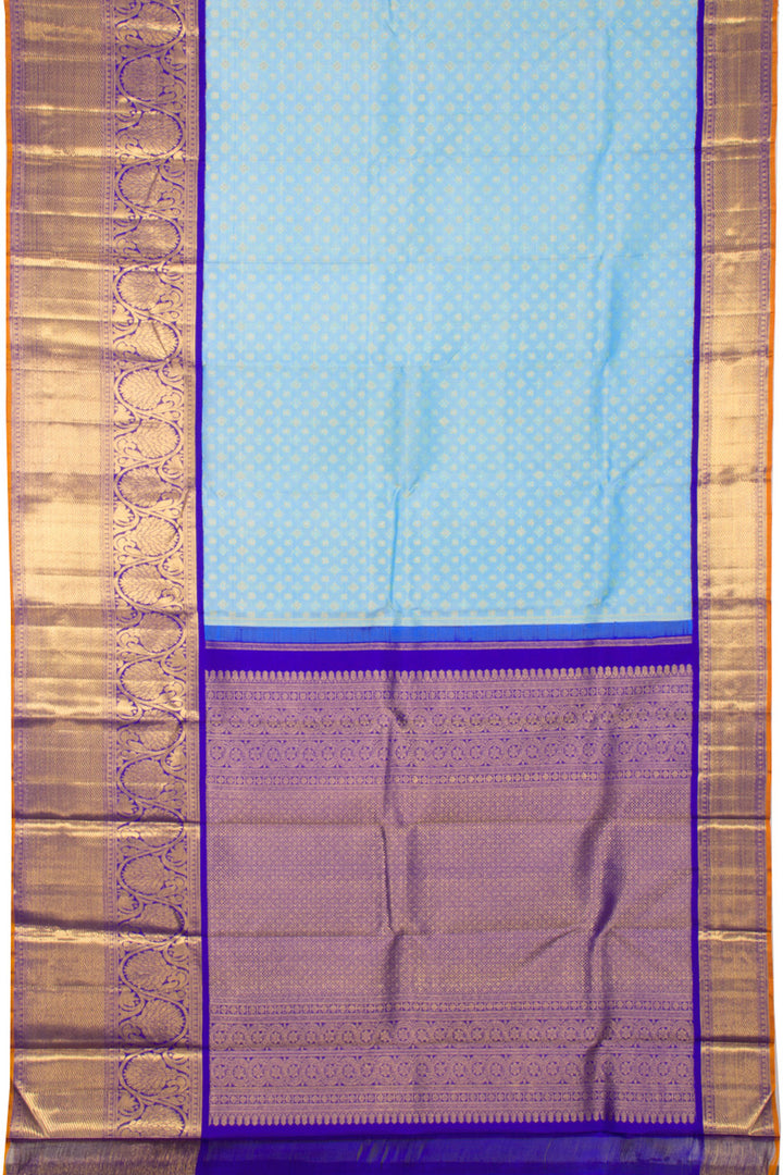 Pastel Blue Pure Zari Korvai Bridal Kanjivaram Silk Saree 10072759