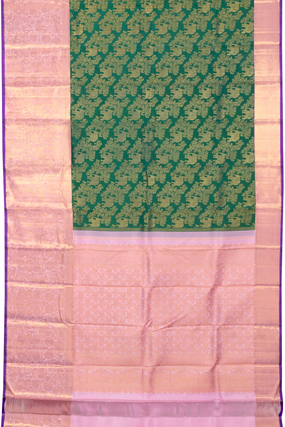 Green Korvai Bridal Kanjivaram Silk Saree 10072760