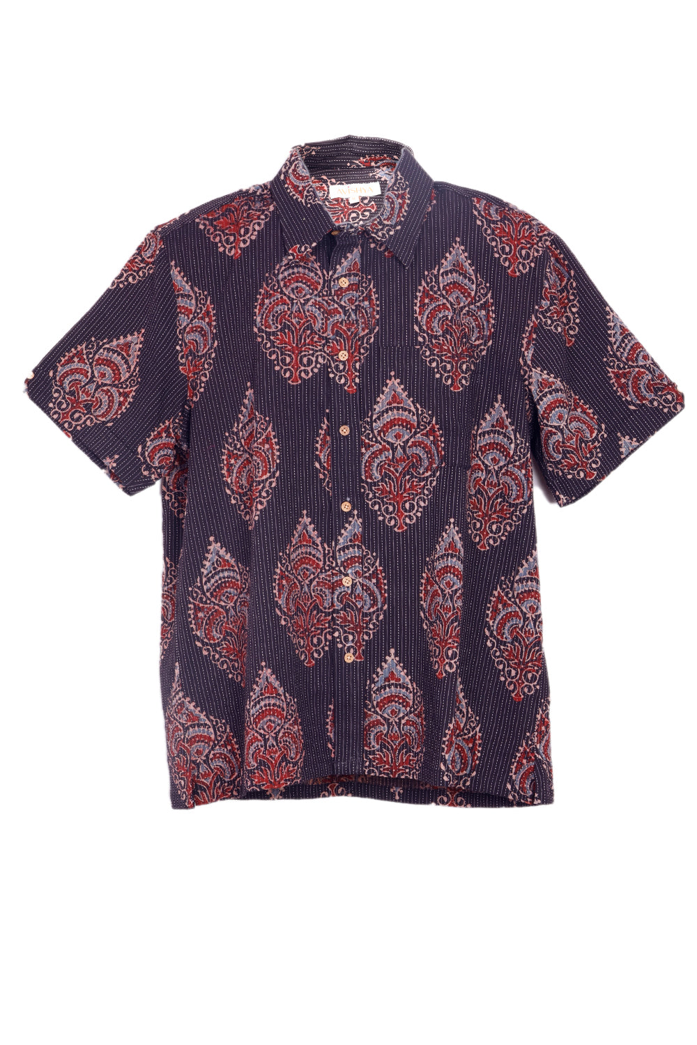 Brown Half Sleeve Ajrakh Printed Cotton Mens Shirt 10072997