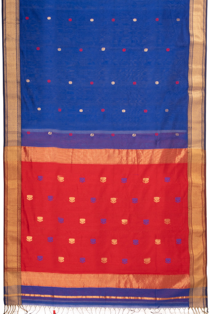 Blue Handloom Maheshwari Silk Cotton Saree 10073146