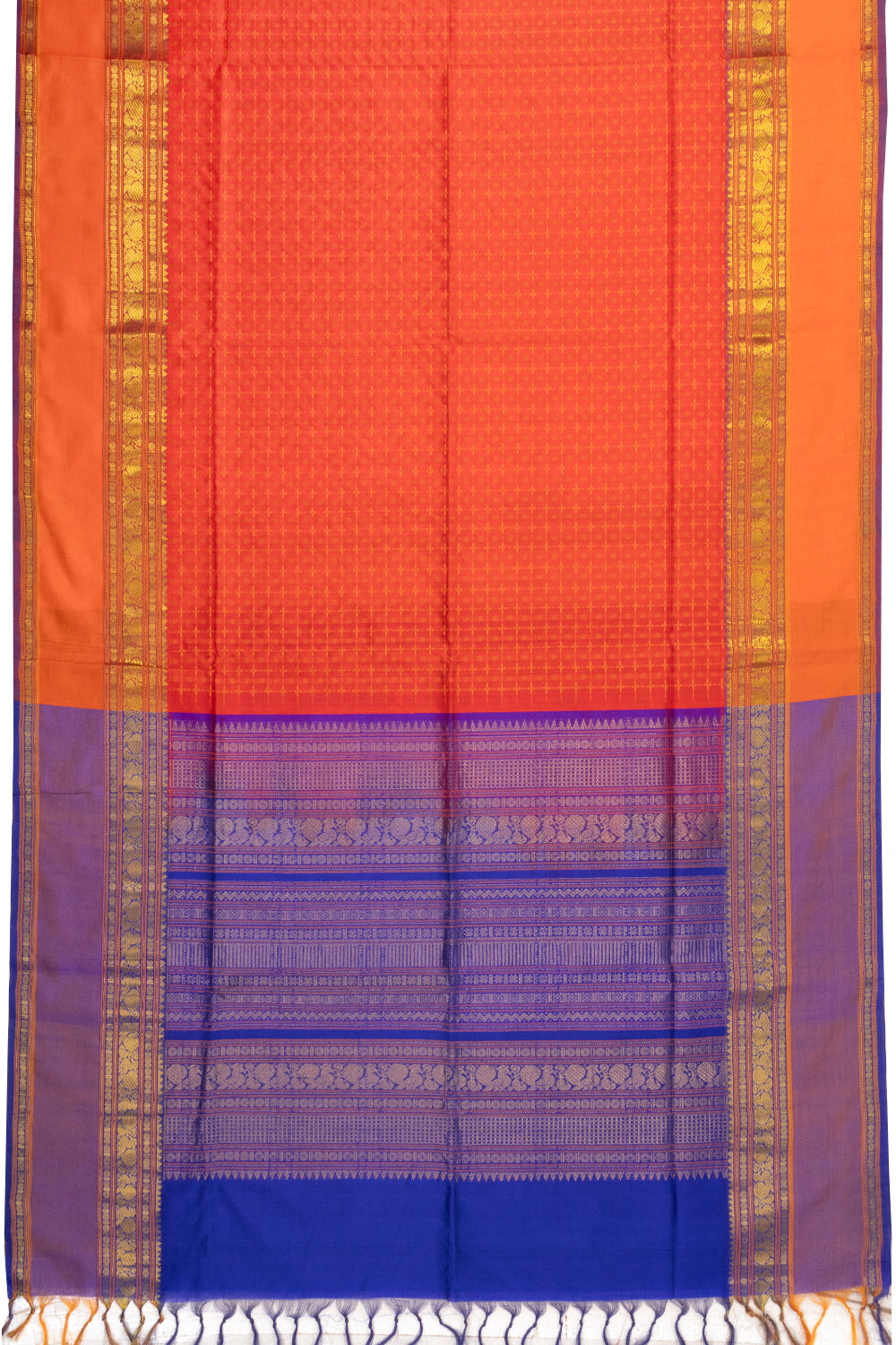 Orange Handloom Kanchi Silk Cotton Saree 10073572