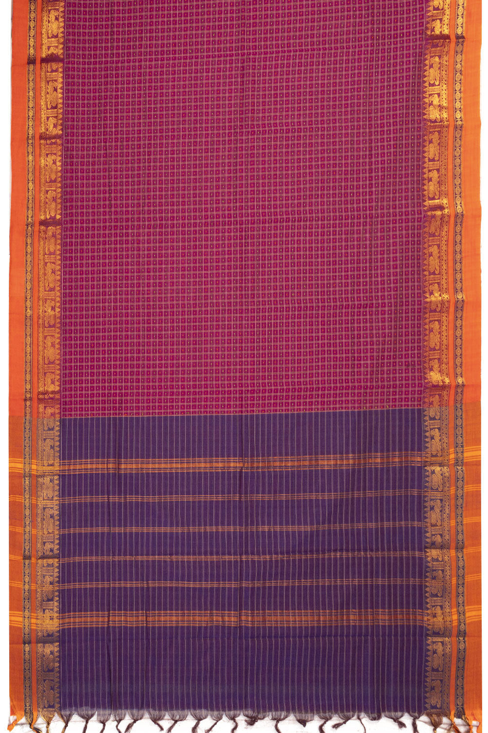 Rouge Pink Thousand Buttas Chettinad Cotton Saree 10073701