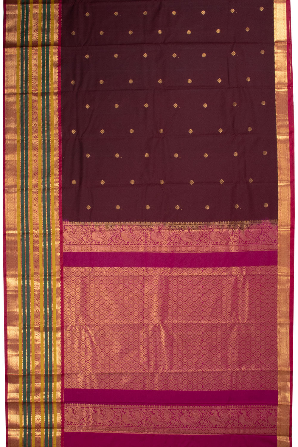 Brown Kanjivaram Silk Saree with Contrast Pallu 10073869