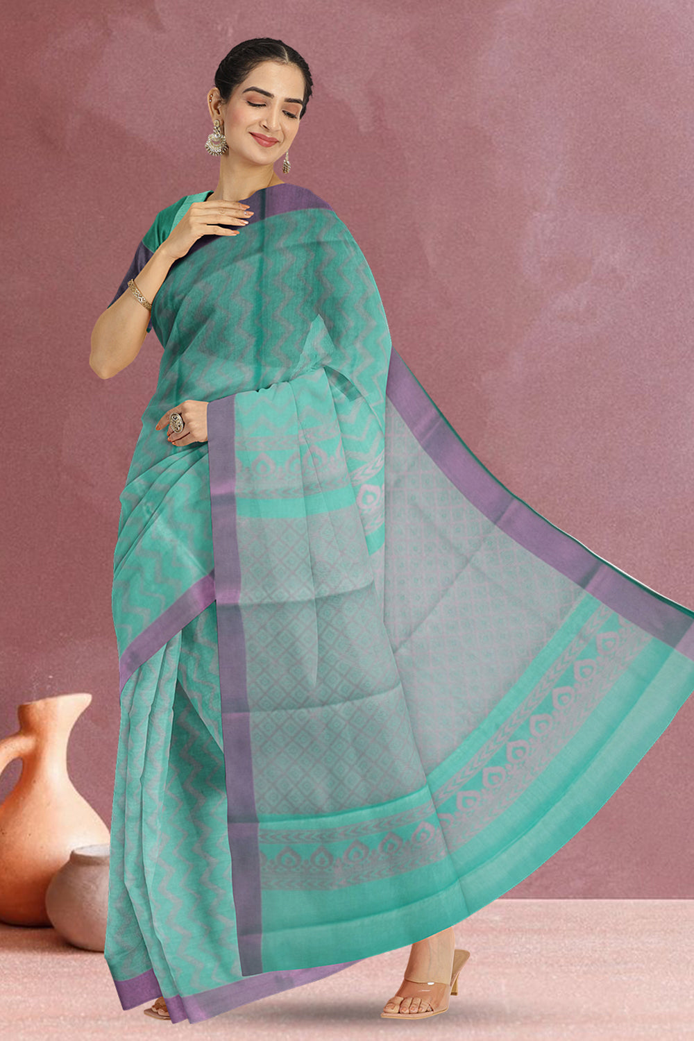 Blue South Tissue Silk Cotton Saree 10073583