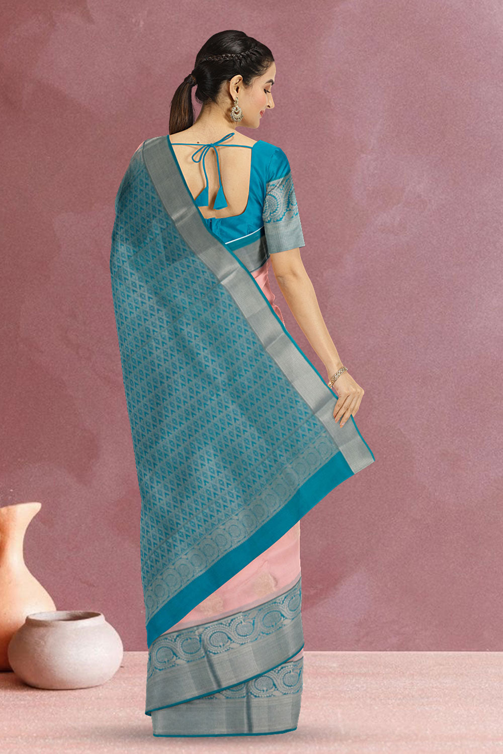 Pink Handloom Kanjivaram Silk Saree 10073831