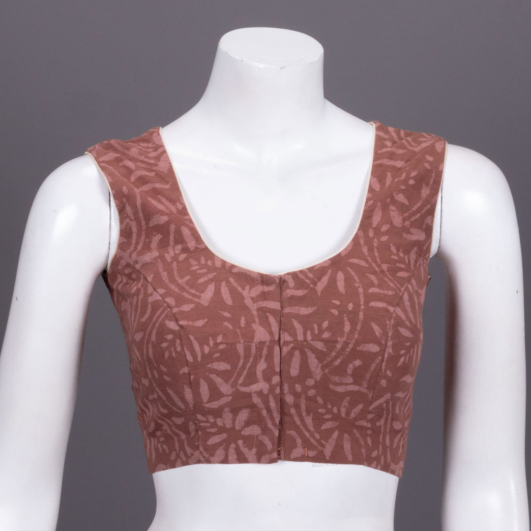 Brown Hand Block Printed Cotton Blouse 10072510