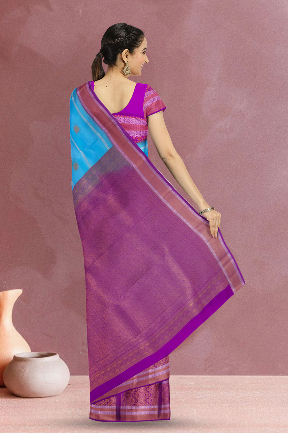 Blue Handloom Kanjivaram Silk Saree 10073837