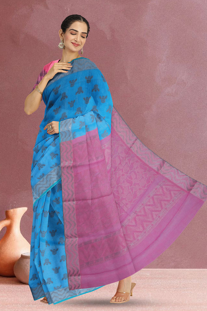 Blue South Silk Cotton Saree 10073593