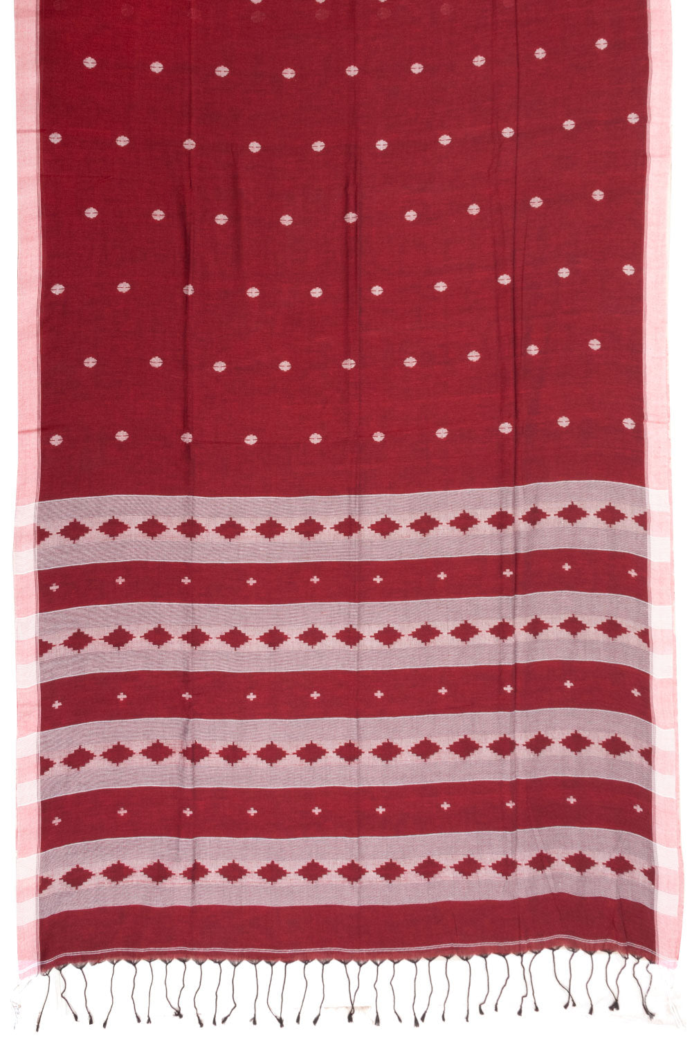 Red Handloom Khadi Jamdani Cotton Saree