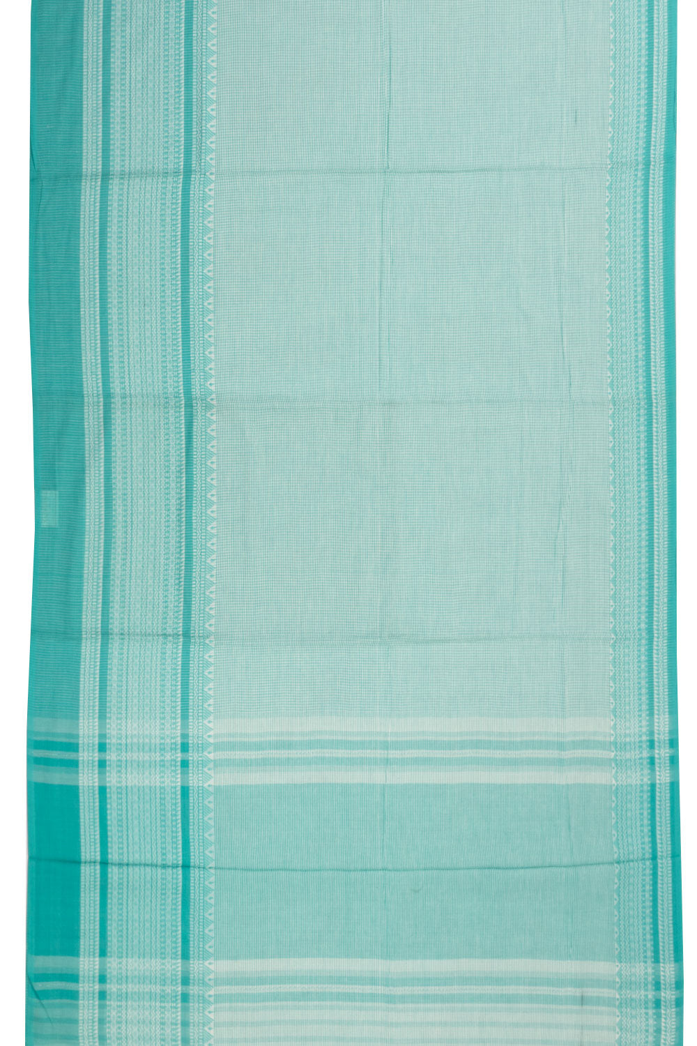 Aqua Blue Handloom Dhaniakhali Cotton Saree Without Blouse 10073009