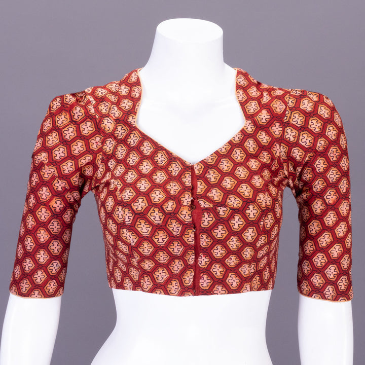 Red Handblock Printed Cotton Blouse