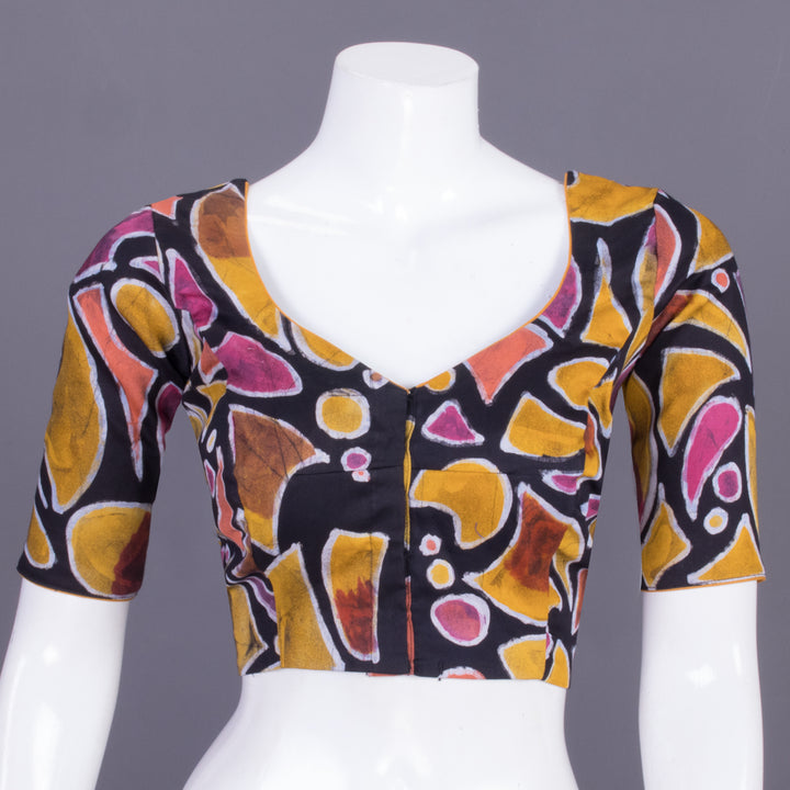 Black Batik Handpainted Cotton Blouse -Avishya